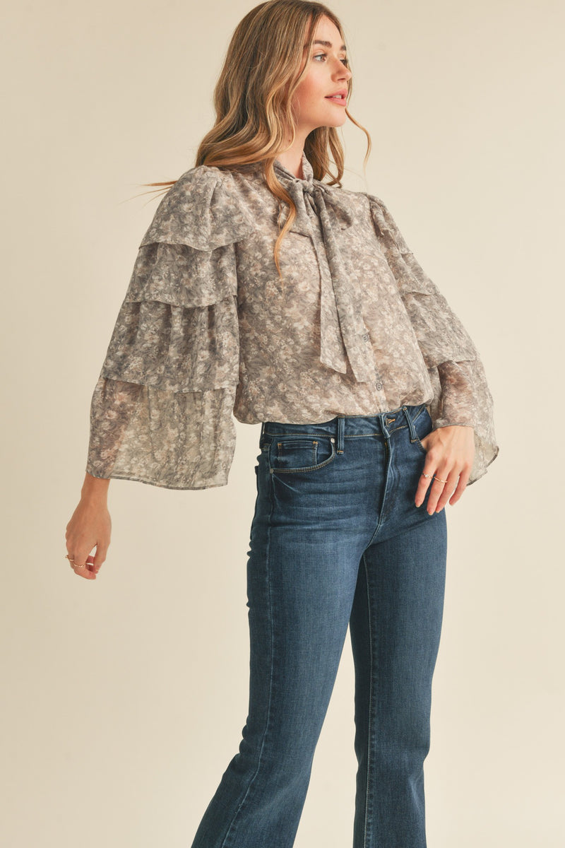 Meant To Be Tie Neck Floral Top