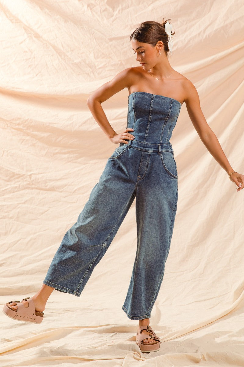 Strapless Denim Jumpsuit