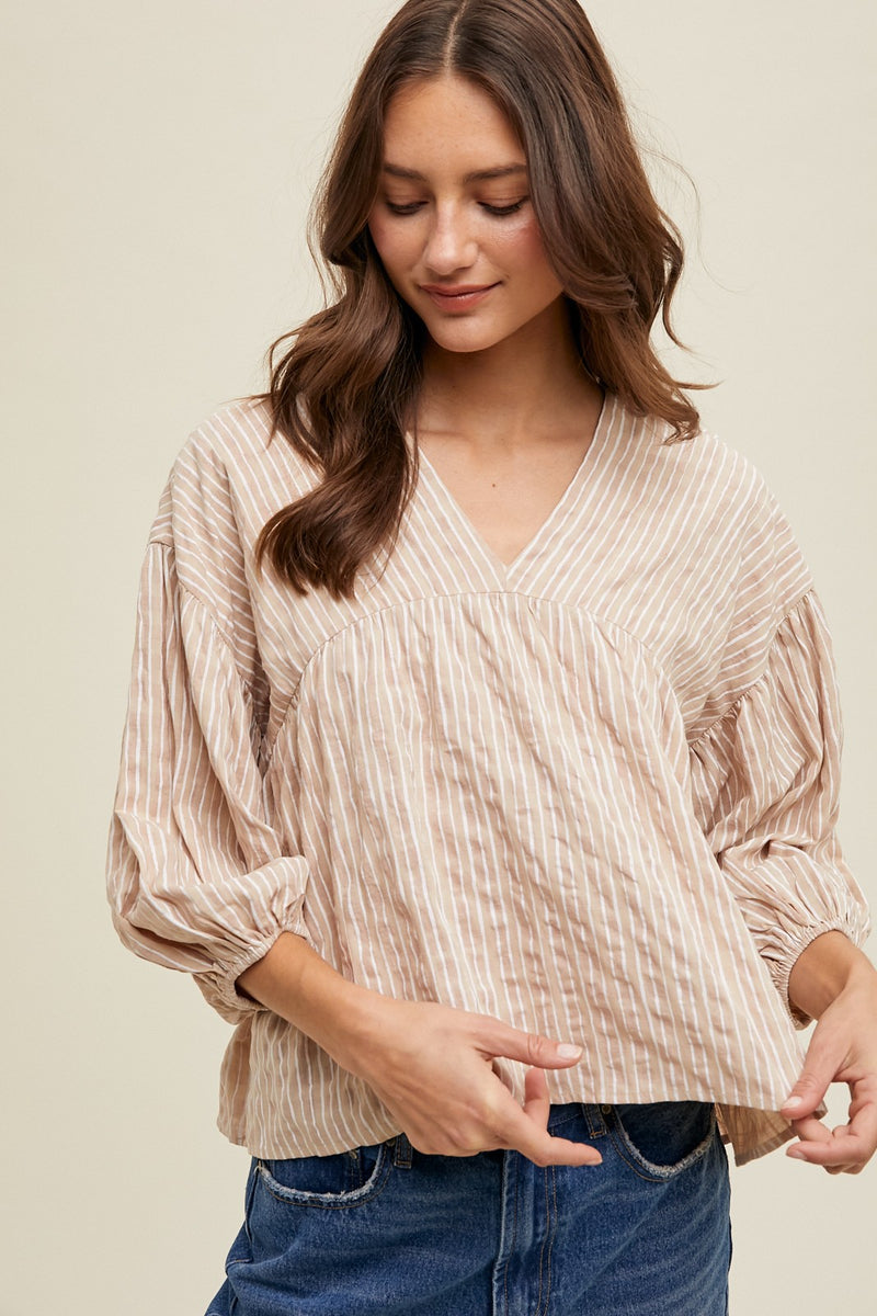 Taupe/Cream Balloon Top