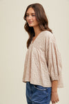 Taupe/Cream Balloon Top