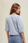 self tie denim top