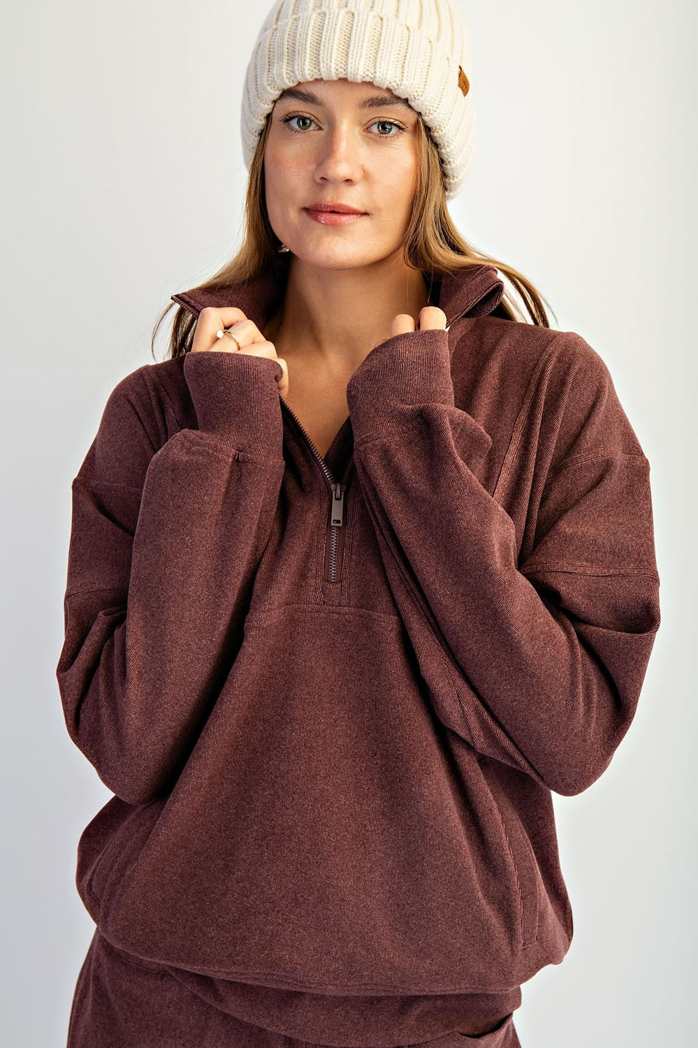 Dark Cherry Zip Sweatshirt