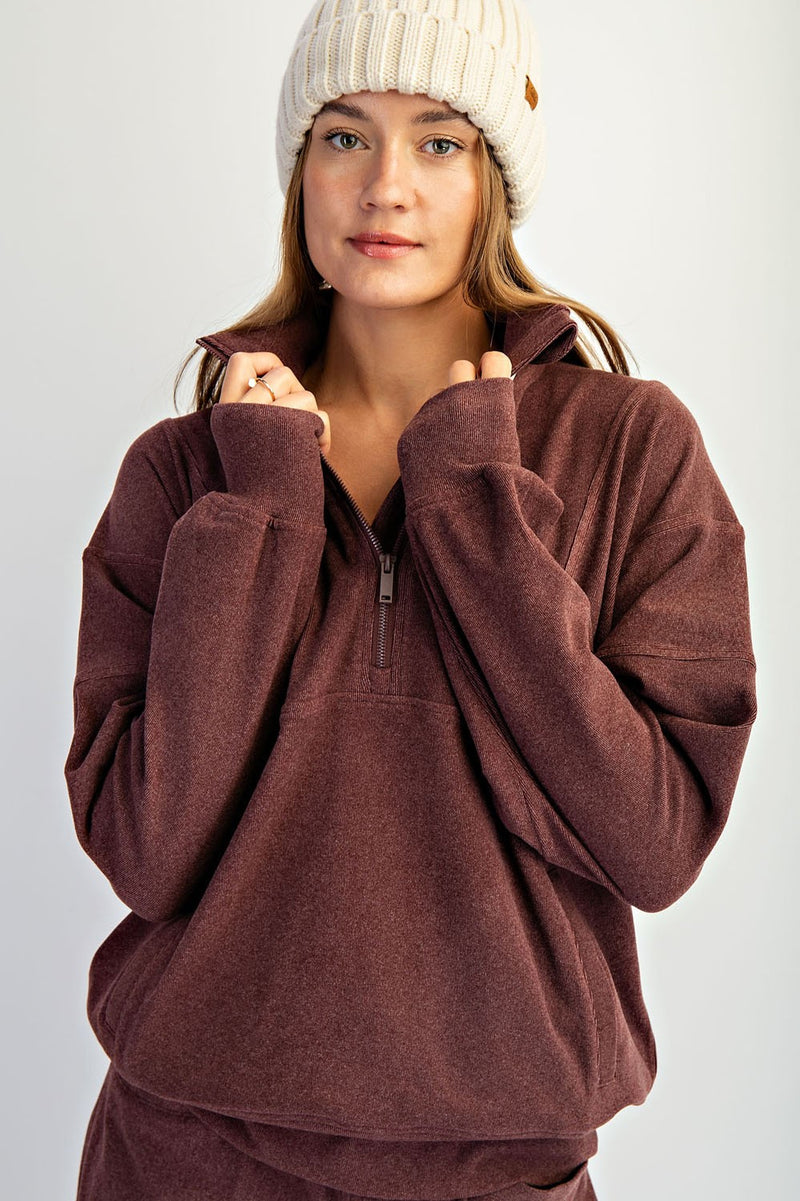 Dark Cherry Zip Sweatshirt
