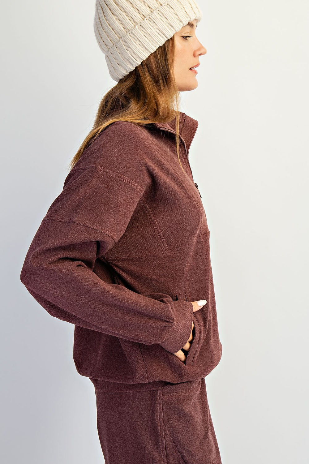 Dark Cherry Zip Sweatshirt