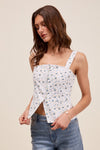 Twill Button Front Top