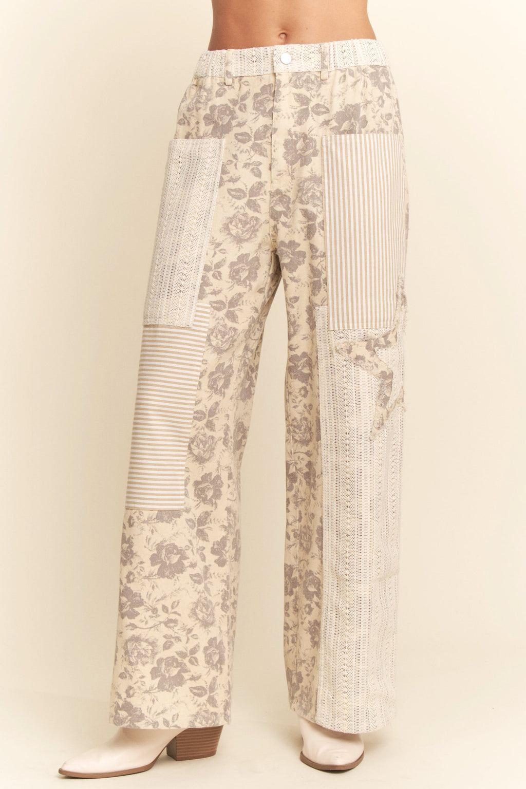 Floral And Stripe Pants
