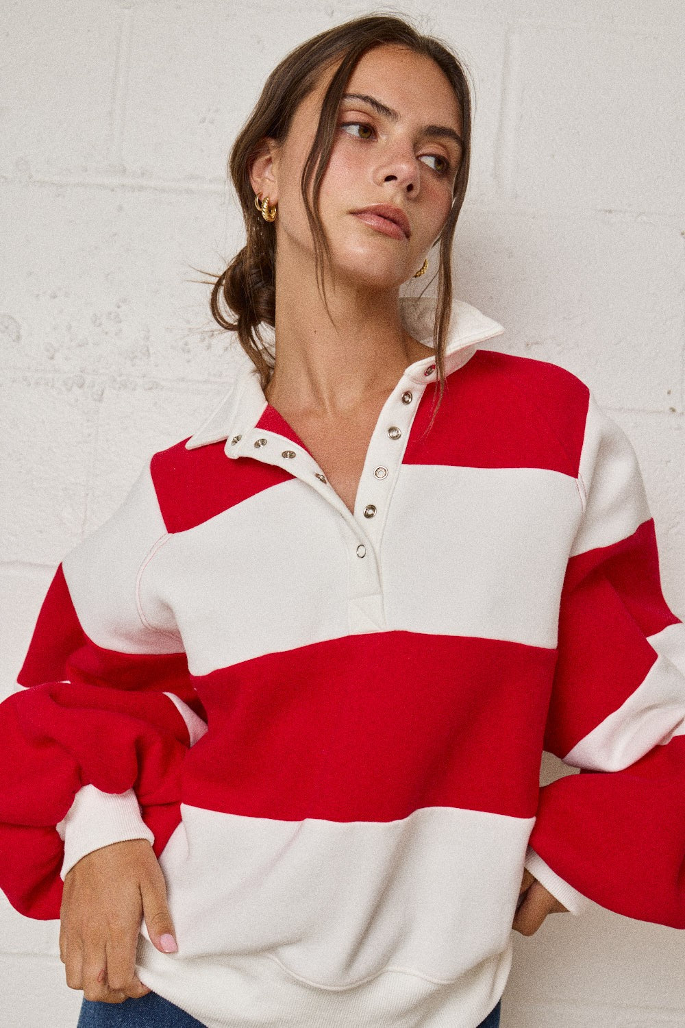 Everly Red White Pullover