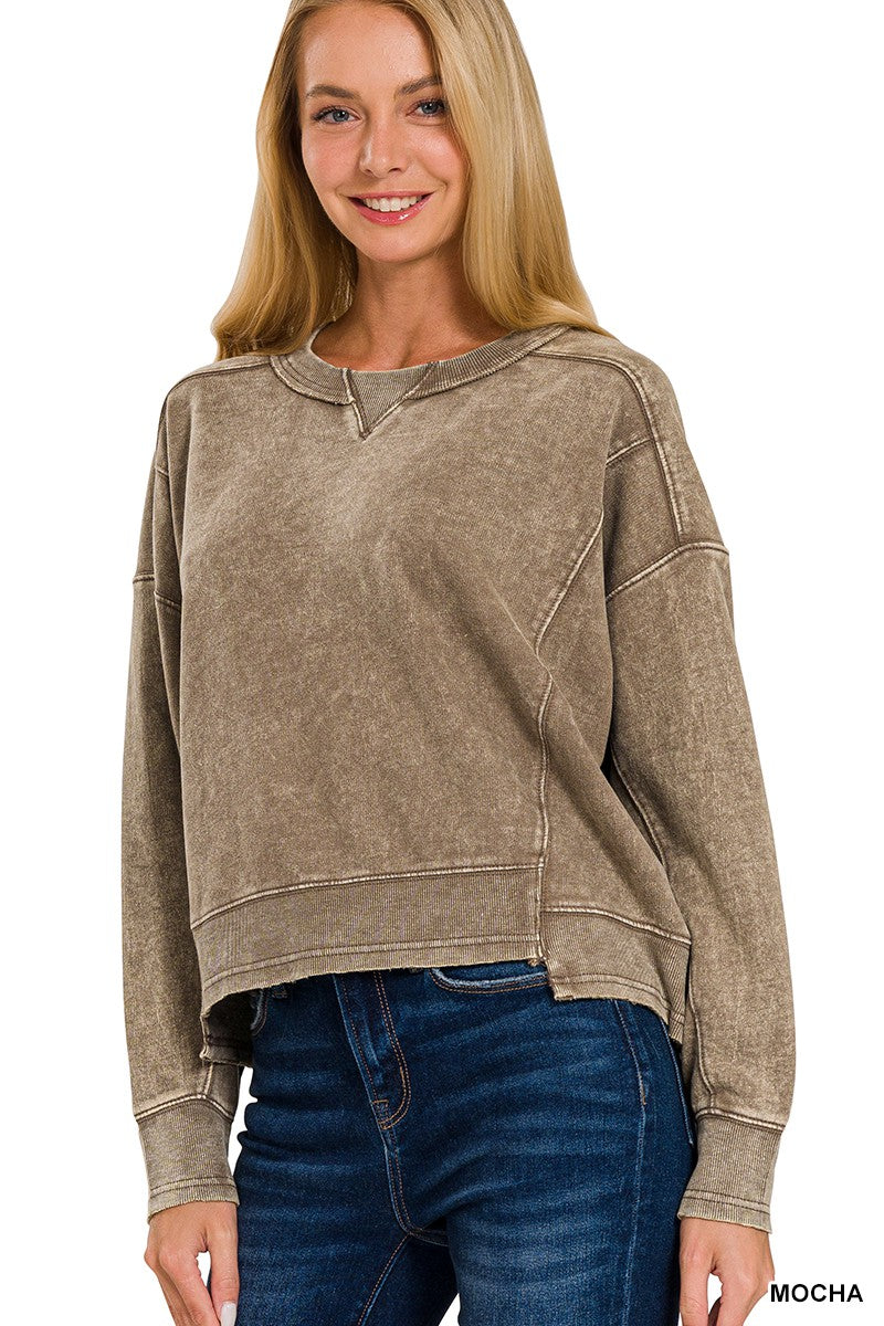 Mineral Washed Cropped Sweatshirt
